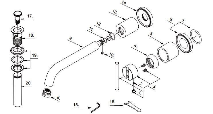 Wall Mounted single handle faucet