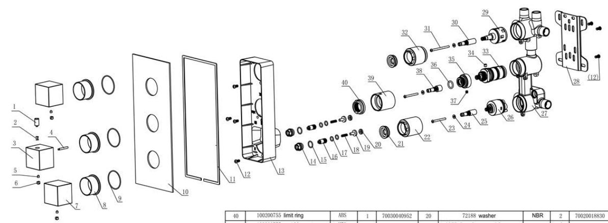 Fontana Sita Platinum LED Shower Head Set with Diverter, Mixer and LED Spout