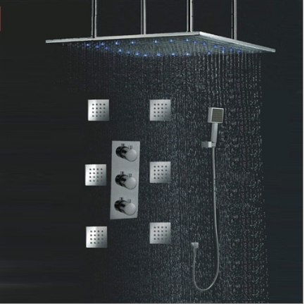 Juno 24"LED Rain Shower Head Thermostatic Shower Valve Set
