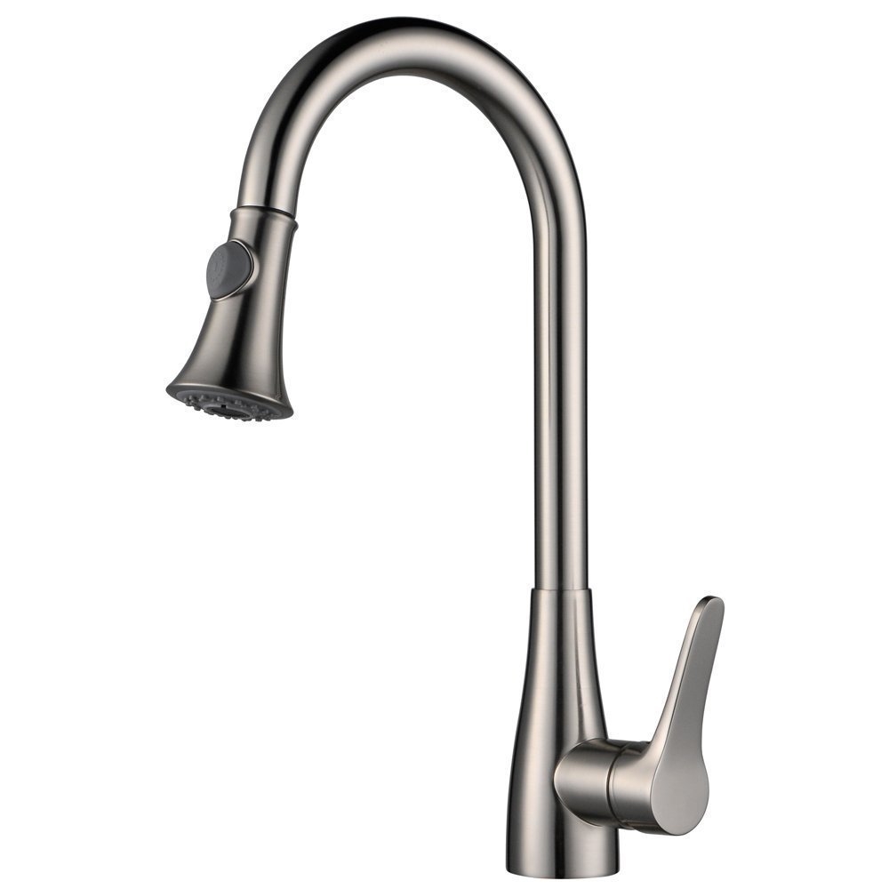 Brushed Nickel Single Handle Kitchen Sink Faucet with Pull Down Sprayer