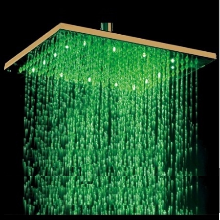 Fontana 12″ or 16″ Gold Plated Square LED Rain Shower Head (Solid Brass)
