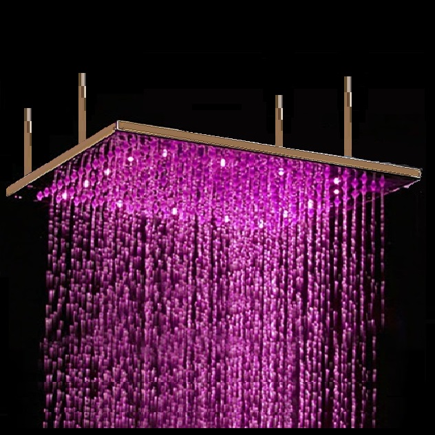 Fontana 31″ Brushed Bronze shower head Sqaure Color Changing LED Rain Shower Head