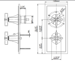 Fontana Solid Brass 3-Handles 2-way Bathroom Shower Valve