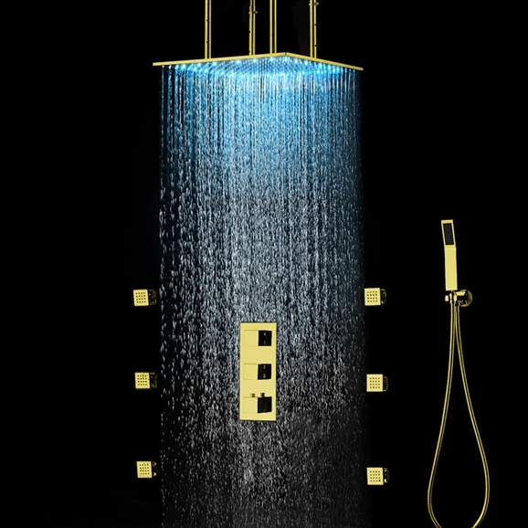 Gold Tone Finish Venice LED Shower Set