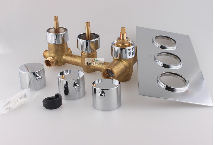 Shower room mixing valve, shower room 3/4/5 way water outlet thermostated copper head, shower room thermostatic faucet
