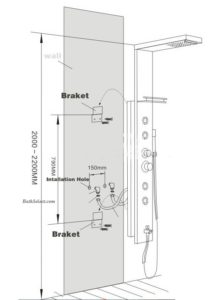 Blue Stainless Steel Rainfall Shower Panel Rain Massage System Thermalstatic Faucet with Jets & Hand Shower