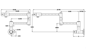 Puriscal Double Joint Wall Mounted Stainless Steel Kitchen Sink Faucet