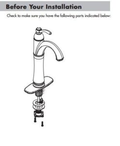 Rio Gold Plated Sink Faucet with Ceramic Accents, All in One Installation Manuals