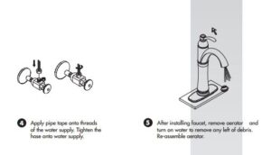 Rio Gold Plated Sink Faucet with Ceramic Accents, All in One Installation Manuals