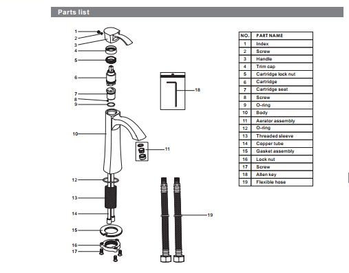 Taranto Deck Mounted Single Handle Faucet with Hot/Cold Water Mixer