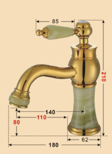 Luxury Gold-plate basin Faucet Single Jade Handle Centerset Mixer Tap