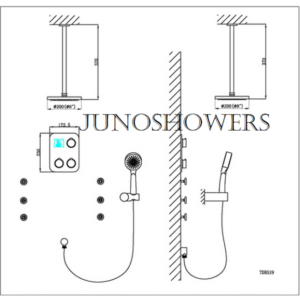 Round Digital Massage Shower Faucet Large Shower Head, All in One Installation Manuals