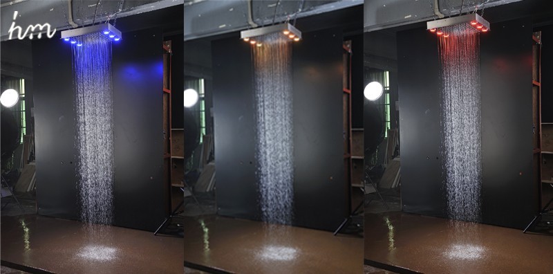 Roman Chrome Plated Multi-Color LED Rainfall Shower Set