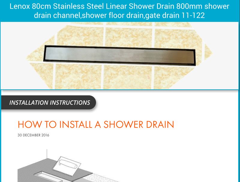 Lenox 80cm Stainless Steel Linear Shower Drain 800mm shower drain channel,shower floor drain,gate drain 11-122