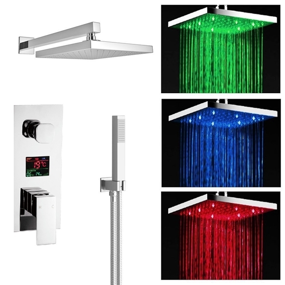 Florence LED Rainfall Shower Set with Handshower & Digital Mixer