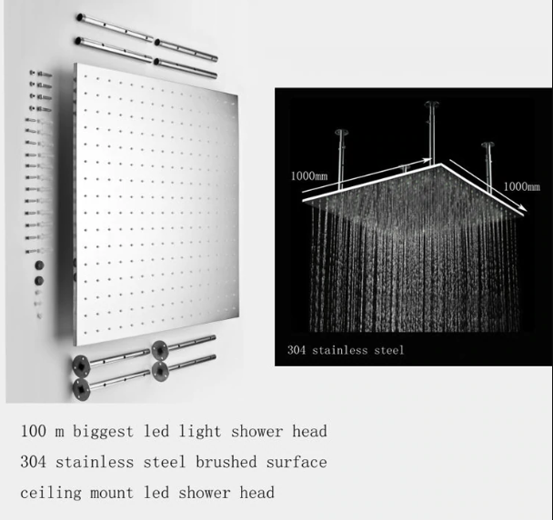 New 40″ by 40″ Large Dark Oil Rubbed Bronze Square Ceiling Mount LED Rain Shower Head