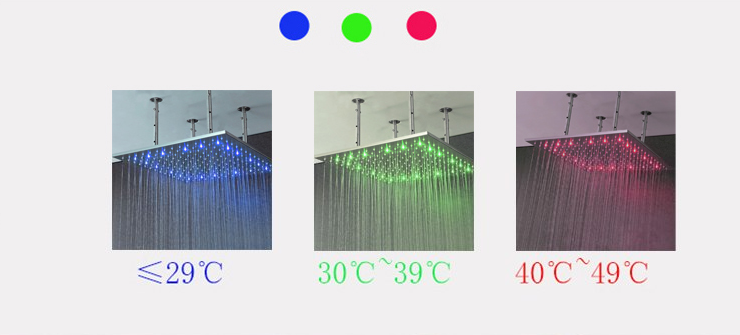  40″ Stainless Steel RGB Multi Color Water Powered Led Showerhead