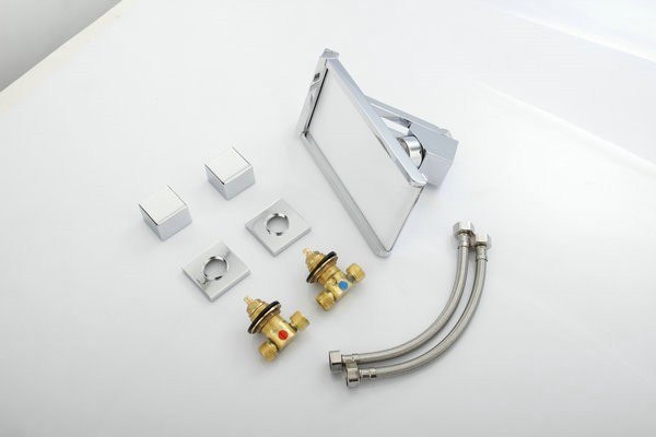 Wall Mount Bathroom Sink Faucet With LED Glass