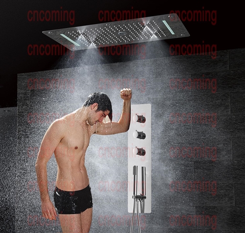  5 Functions Thermostatic Mixer with 700×380 LED Ceiling Shower Head