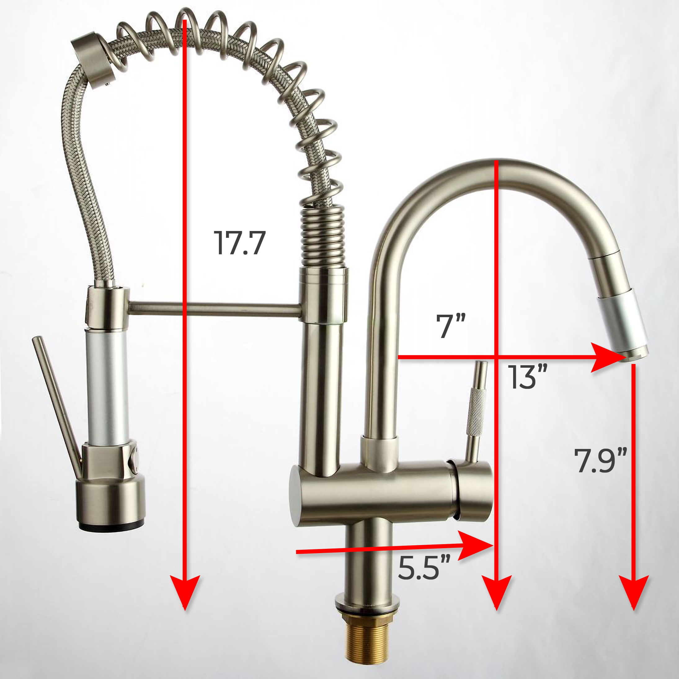 Napoli Brushed Nickel Kitchen Sink Faucet with Pull Down Spray