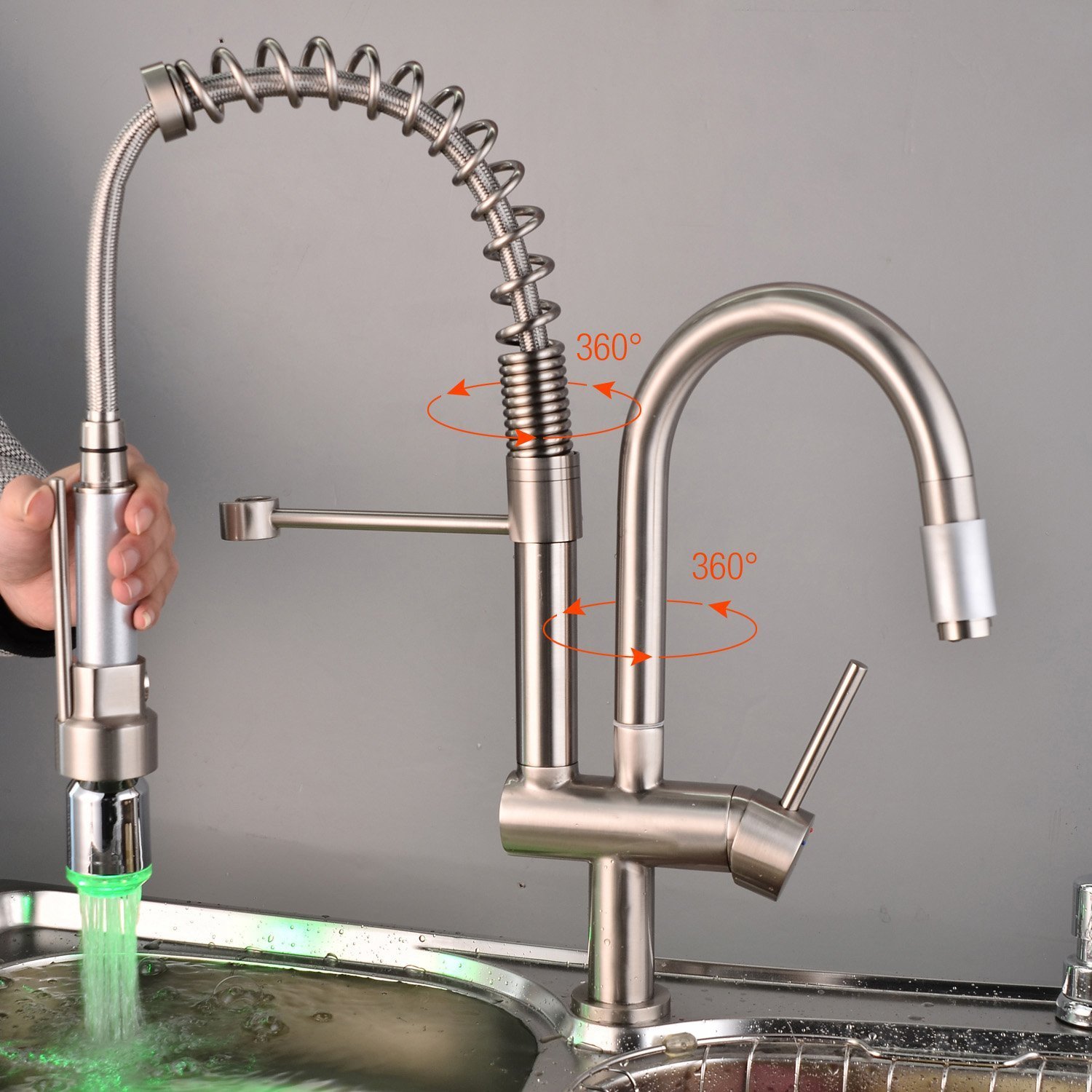 Napoli Brushed Nickel Kitchen Sink Faucet with Pull Down Spray