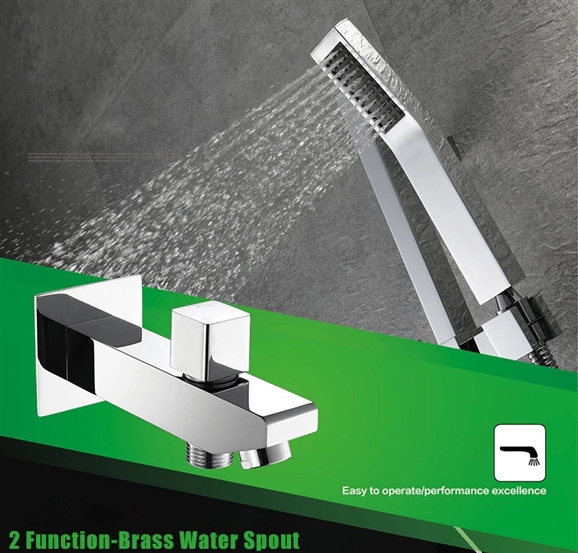 Bathselect Modern Design LED Rain Shower Head with Chrome Jet Spray & Sliding Bar Hand Shower