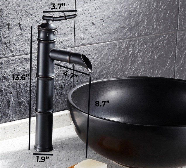 Grossetto Black Brass Waterfall Deck Mounted Faucet