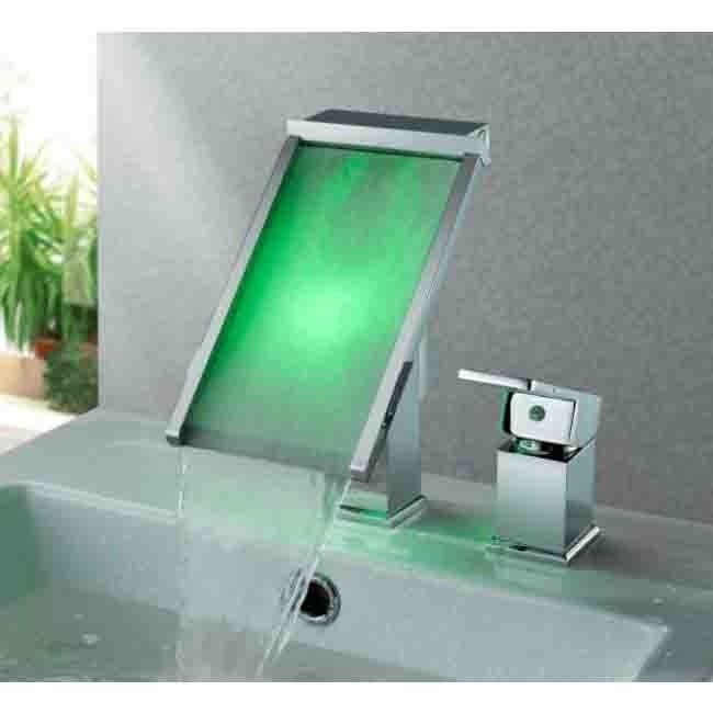 Juno Deck Mount Waterfall Bathroom Sink Faucets with Chrome Finish