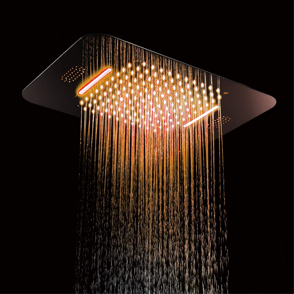 Juno Musical Curved Chrome Waterproof Ceiling Phone Control LED Shower Head with Mixer