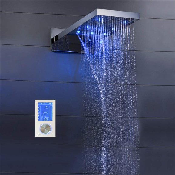 BathSelect Lano 22″ Contemporary Multi Color Water Powered Led Shower Head