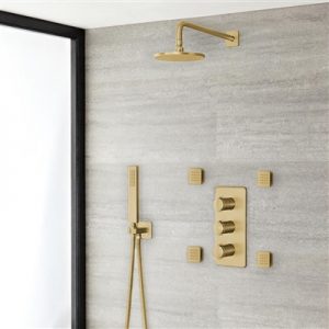 BathSelect Brushed Gold Rainfall Shower Set with Handheld Shower Installation Instructions