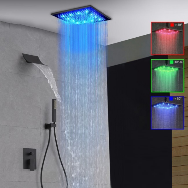 Installation Instructions for Juno Bronze Waterfall Rainfall LED Bathroom Shower With Hand Held Shower, All in One Installation Manuals