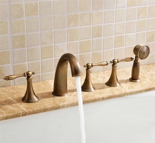Classical Antique Soild Brass Bathroom Tub Faucet With Handheld Shower-R192
