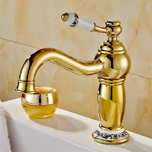 Gold Plated Sink Faucet with Ceramic Accents-R226