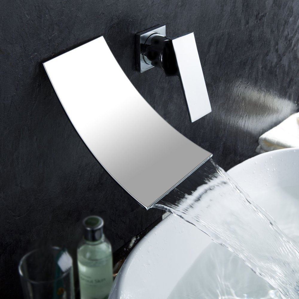 Wall Mounted Bathroom Sink Faucet with Steel & Brass Body