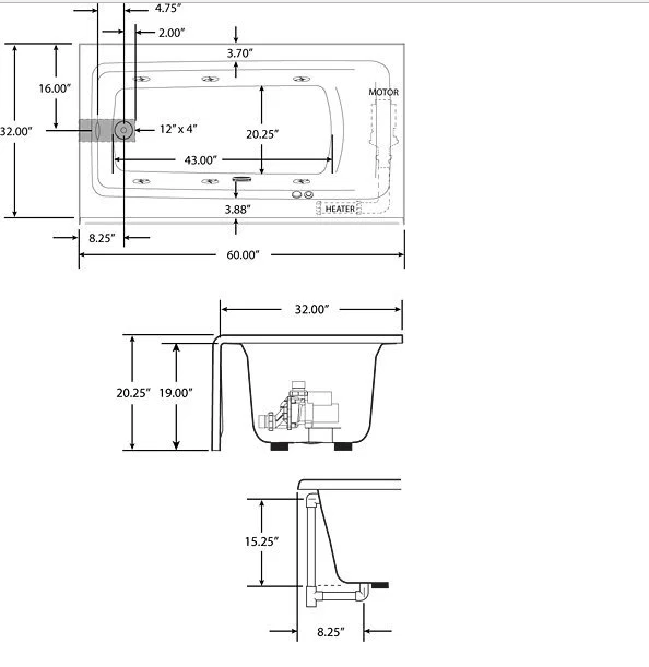 Hydro Whirlpool Massage Jets Bathtub All in One Installation Manuals