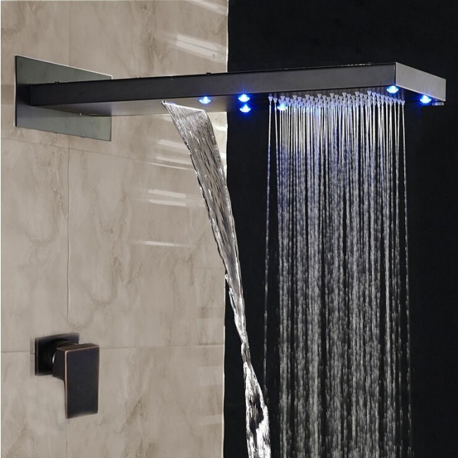 BathSelect Rainfall LED Color Changes Shower Faucet Single Handle Oil Rubbed Bronze Shower