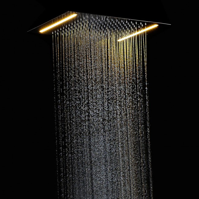  20X14″ Waterfall Rainfall Embedded Ceiling Mount LED Shower Head