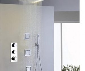 Milan 14″ by 20″ Recessed Mounted LED Shower Head with Body Massage Shower Jets