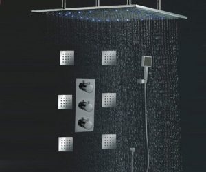 Juno 24″LED Rain Shower Head Thermostatic Shower Valve Set