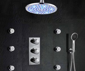 Wella RainShower Head System Color Changing Water Powered Led Shower with Adjustable Body Jets