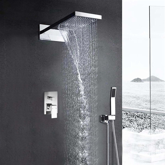  22″ Lina Multifunctional Shower Head Mirror Chromed Polished 2 Way Rainfall Shower Set
