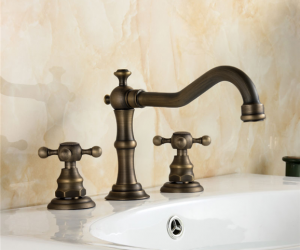 Bianca Antique Brass Dual Handled Bathroom Sink Faucet