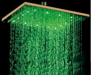 Fontana 12″ or 16″ Gold Plated Square LED Rain Shower Head (Solid Brass)