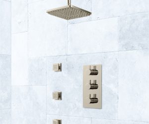 Thermostatic Shower System Rainfall Shower – 3 Body Jets-Brushed Nickel