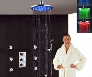 Fontana Versilia Color Changing Led Shower Head with Adjustable Body Jets and Mixer