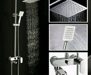 Brass Square LED Shower Head with Brass Shower Faucet