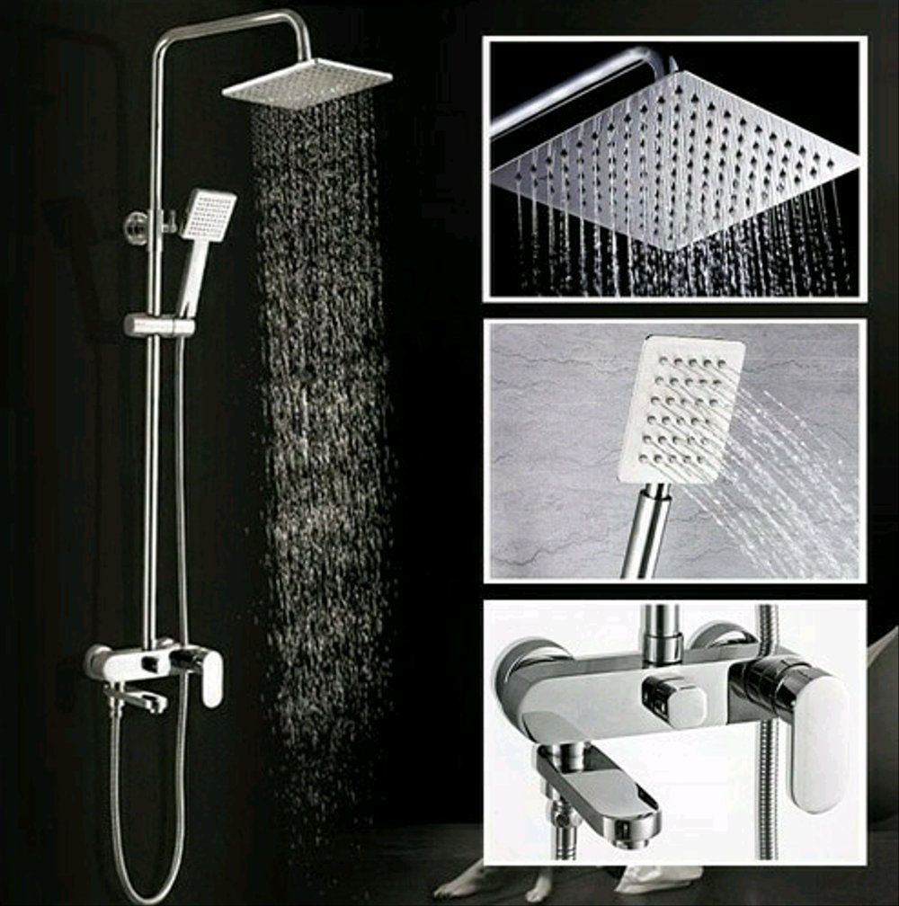 Brass Square LED Shower Head with Brass Shower Faucet