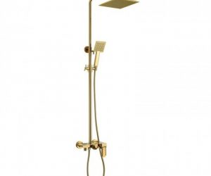 Solid Brass Luxurious Exposed Gold Bathroom Shower Set