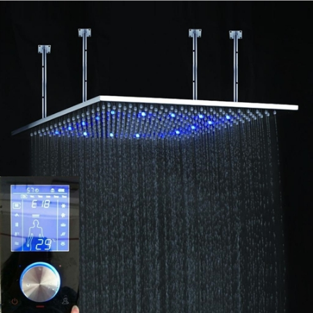  20″ Stainless Steel Multi Color Water Powered Led Shower with Digital Control